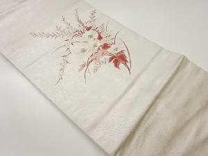 草花に流水模様刺繍名古屋帯